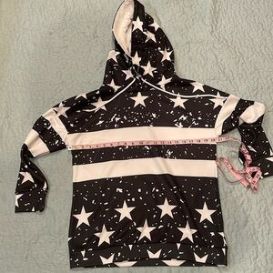 *3/$15 Sheilay Unisex Hoodie Medium Black and White Stars NWT